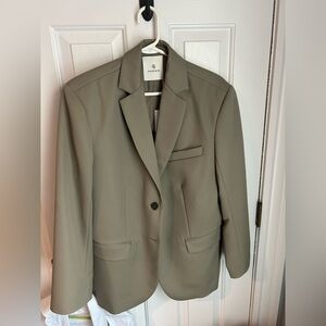 ANINE BING Quinn Green Khaki Blazer S Wool Oversized Classic Jacket